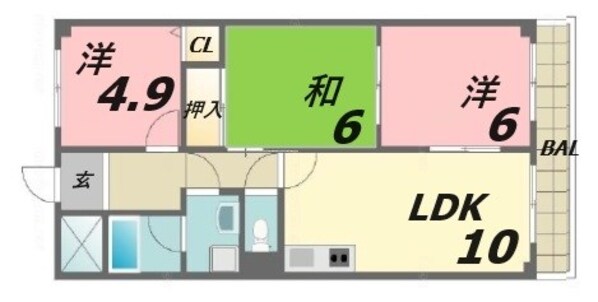 鵯越駅 徒歩5分 5階の物件間取画像